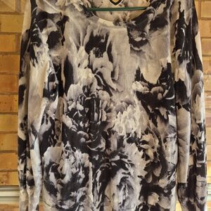 Talbots Monochrome Floral Merino Wool Sweater